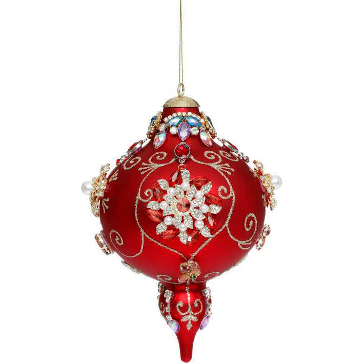 King's Jewels Finial Ornament Red 8"
