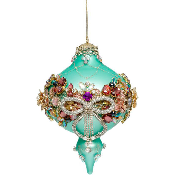 King's Jewels Finial Ornament Turquoise 8"