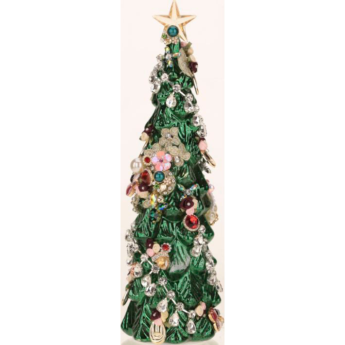 Jeweled Christmas Tree Green 13.5"