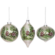 Iced Pinecone 4" Set of 3