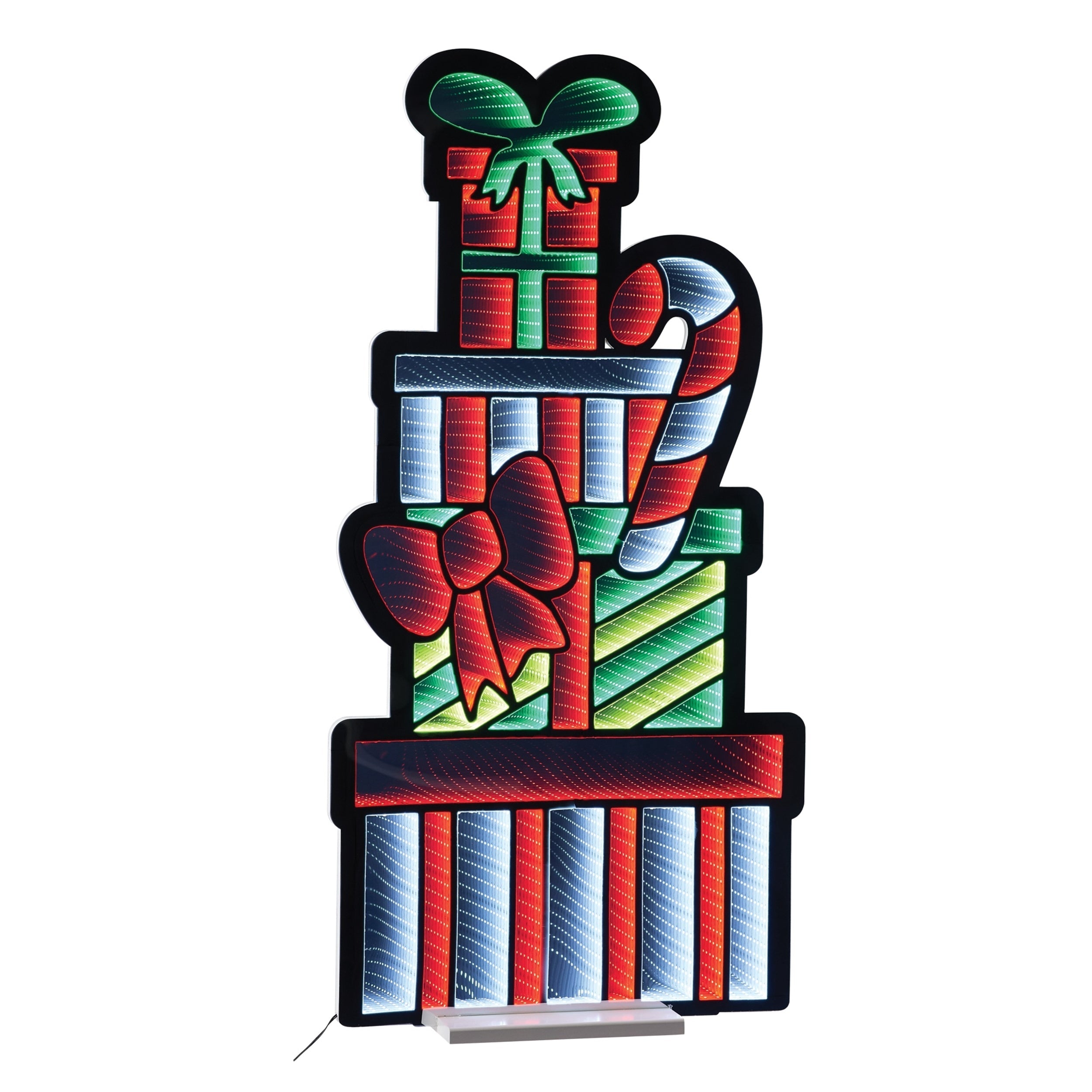 Stack of Presents with Candy Cane EKKO Infinity Light 47"