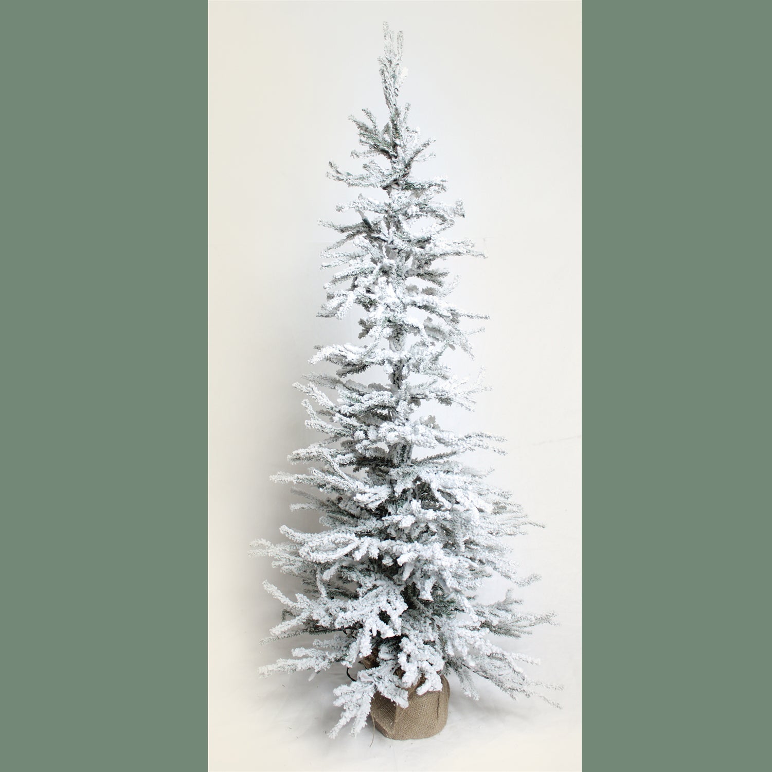 Flocked Pine Tree with Burlap Base 48" with 100 Clear Bright Lights