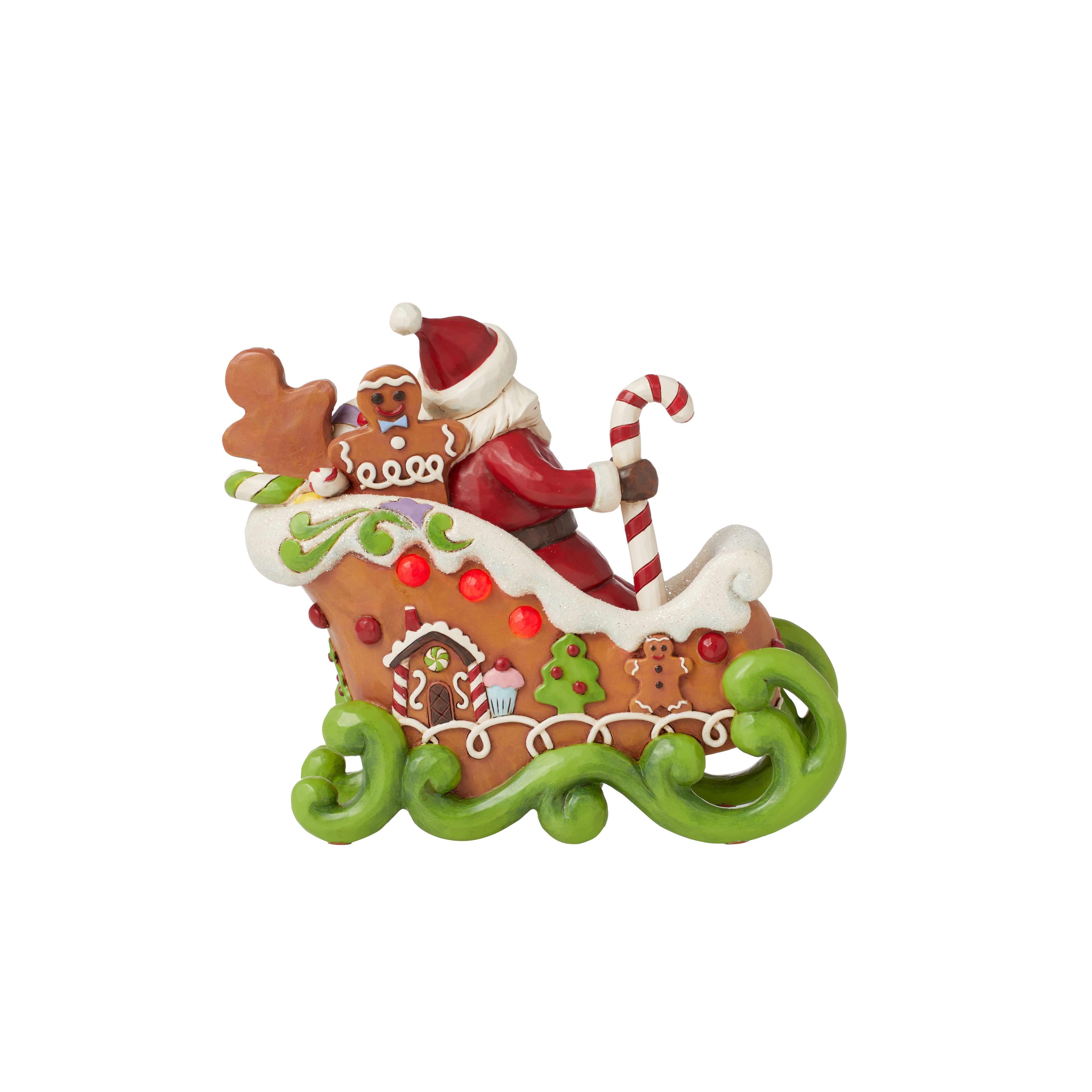 Sharing Sweet Holiday Cheer Gingerbread Santa in LED Lit Sleigh