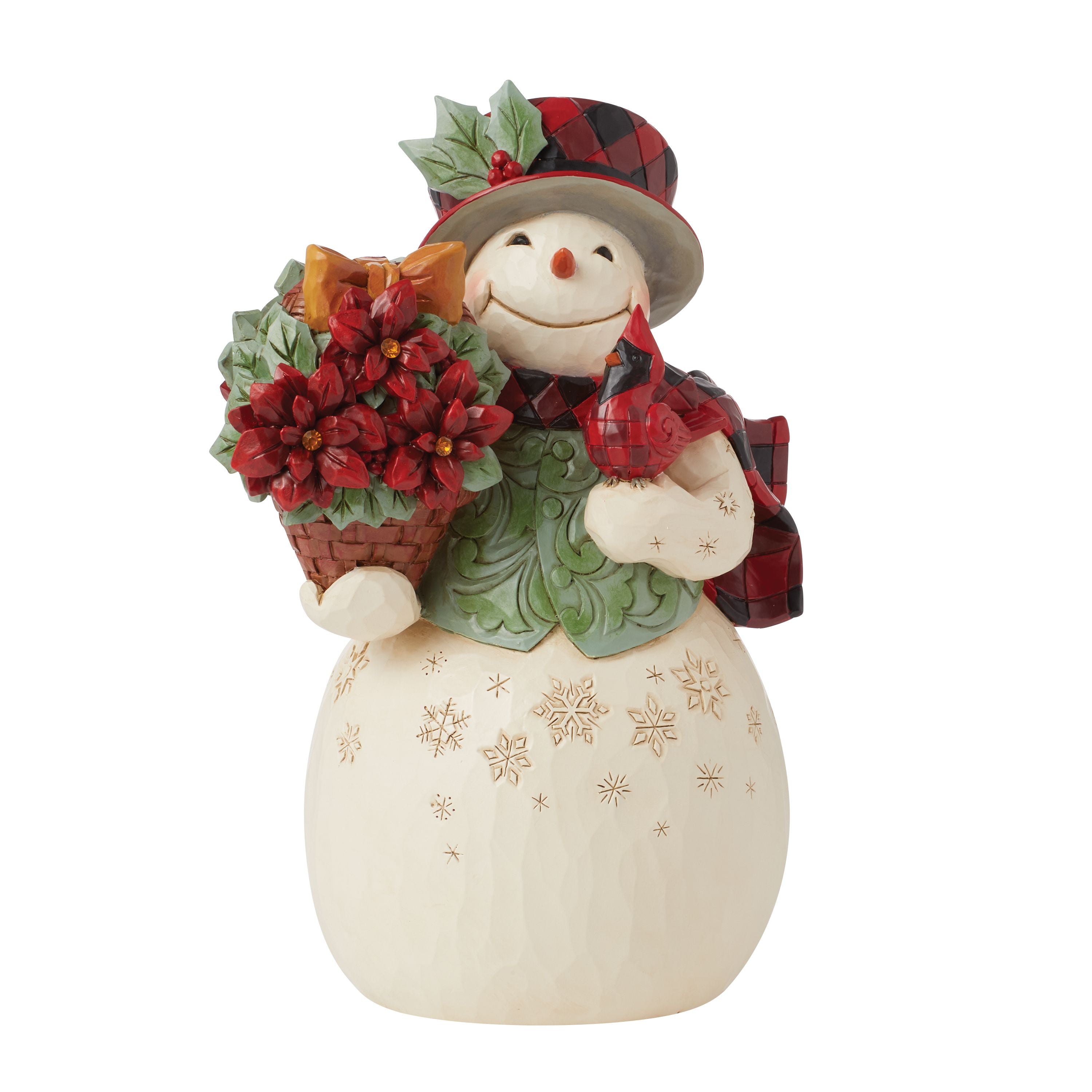 Holiday Blooms Highland Glen Snowman with Basket of Flowers