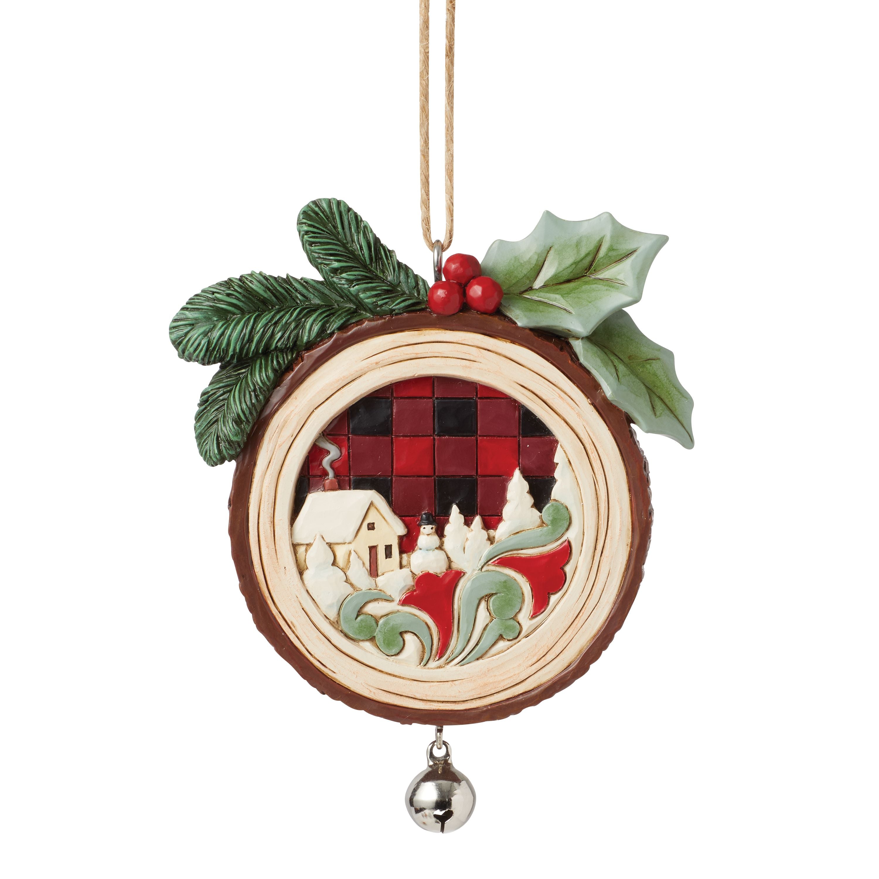 Highland Glen Woods with Cabin and Snowman Ornament