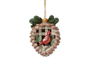 Highland Glen Pinecone with Cardinal Ornament