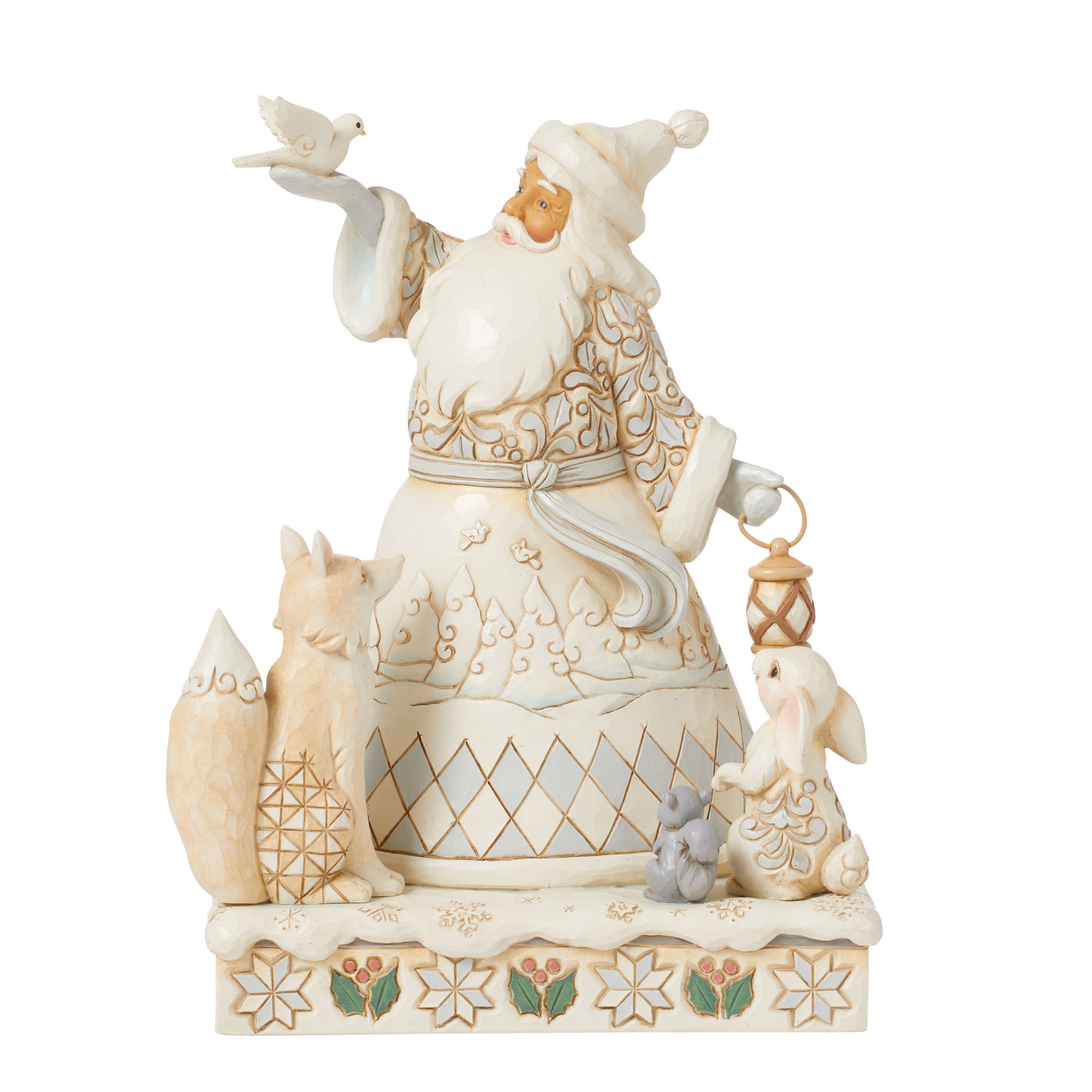 The Best Gift is Each Other White Woodland Santa Holding Dove
