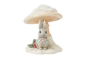 White Woodland Bunny with Mushroom