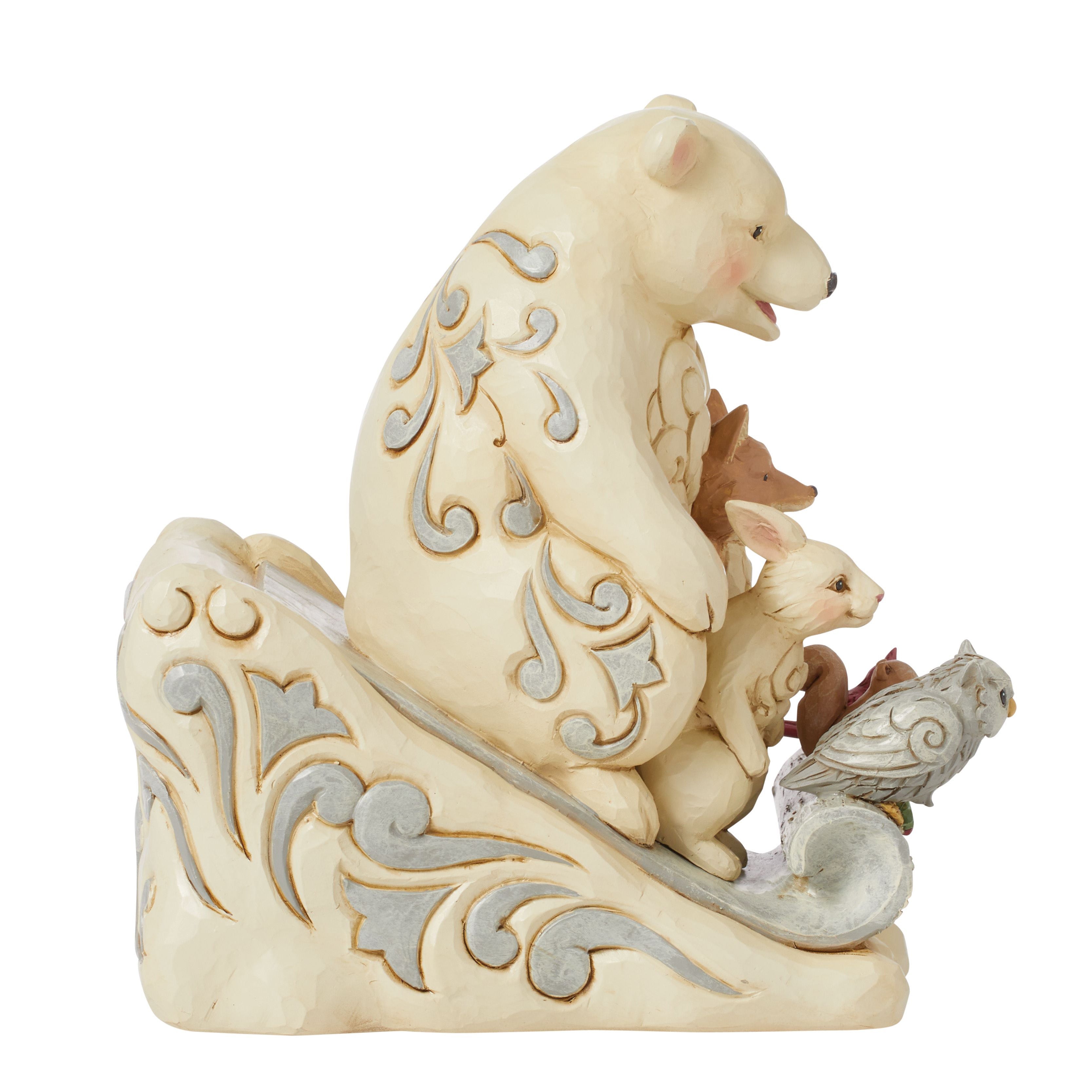 Snowbuddies White Woodland Animals on Toboggan