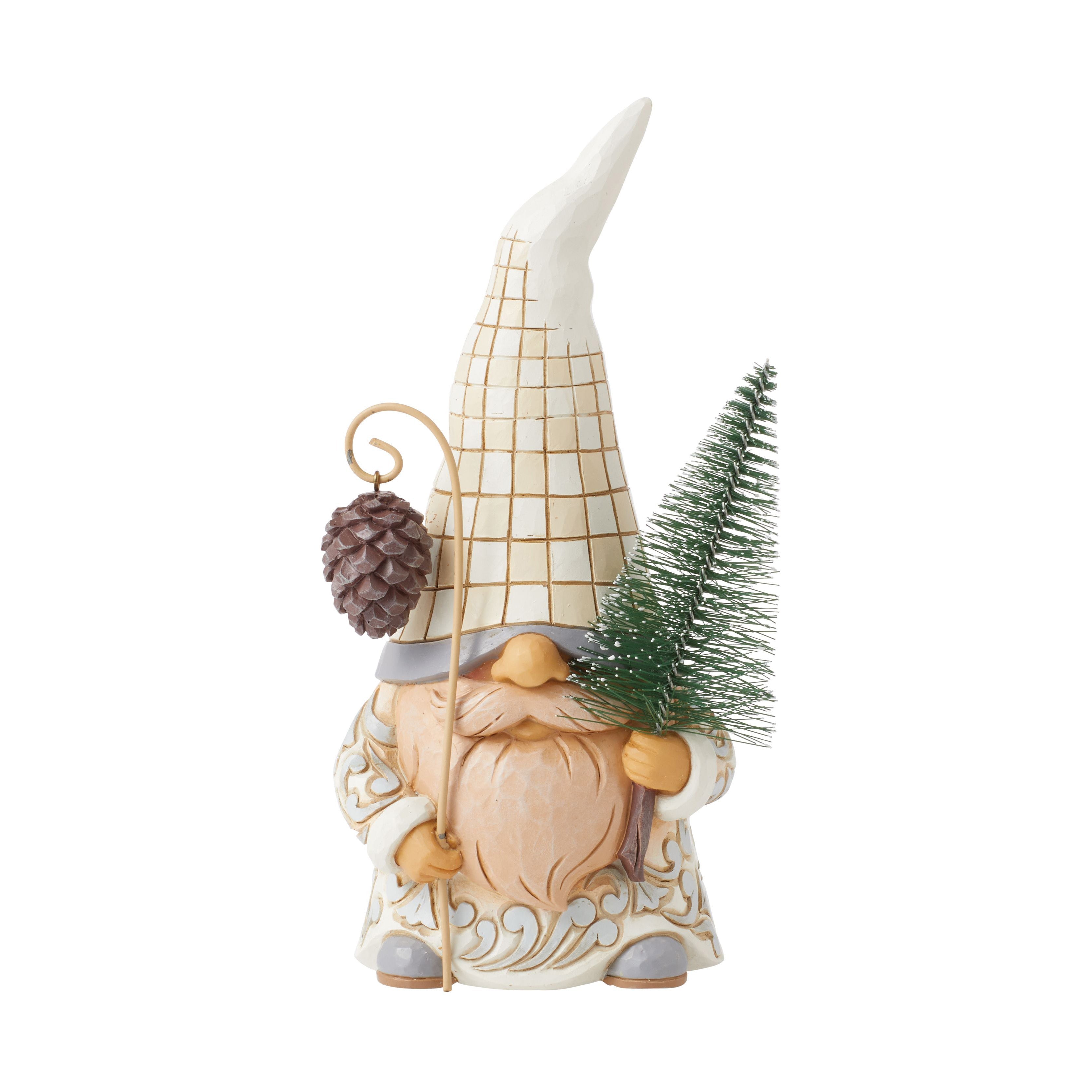 Perfect Pinecone White Woodland Gnome with Tree