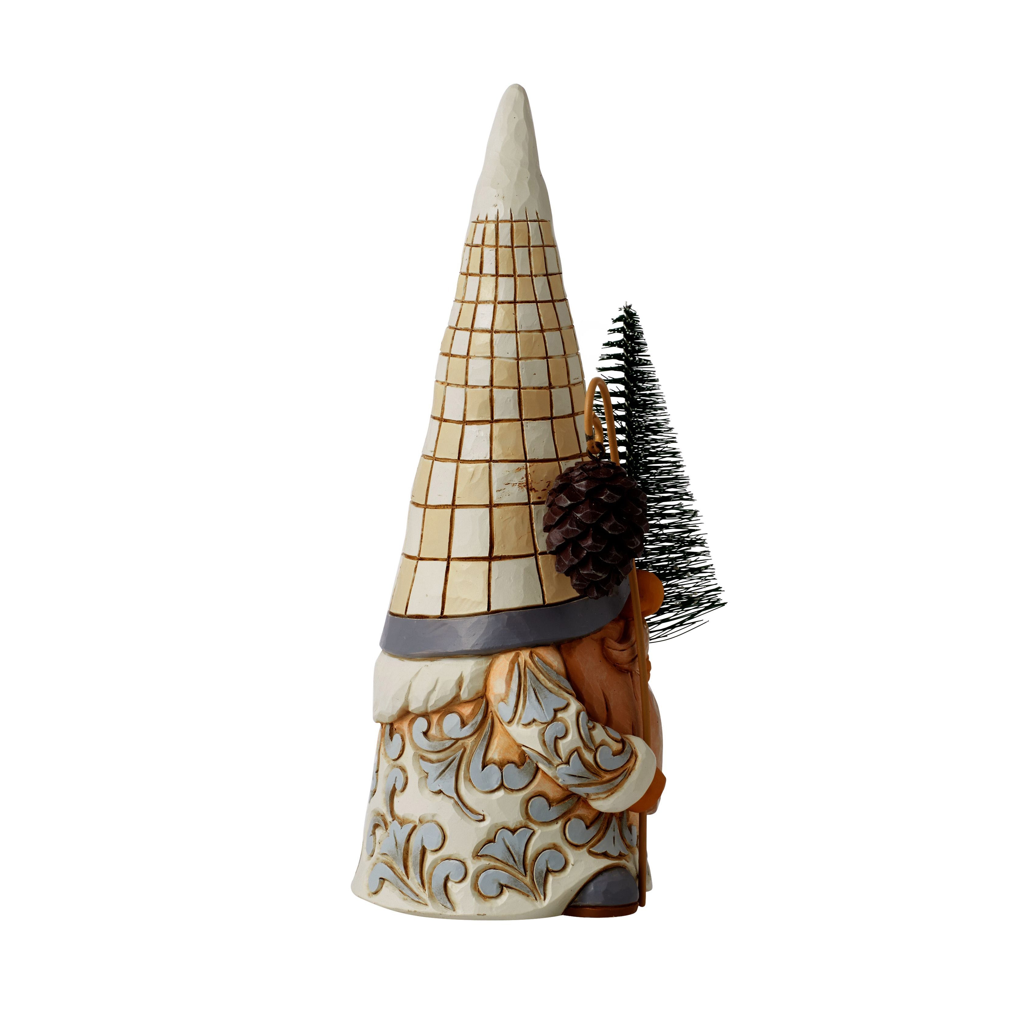 Perfect Pinecone White Woodland Gnome with Tree
