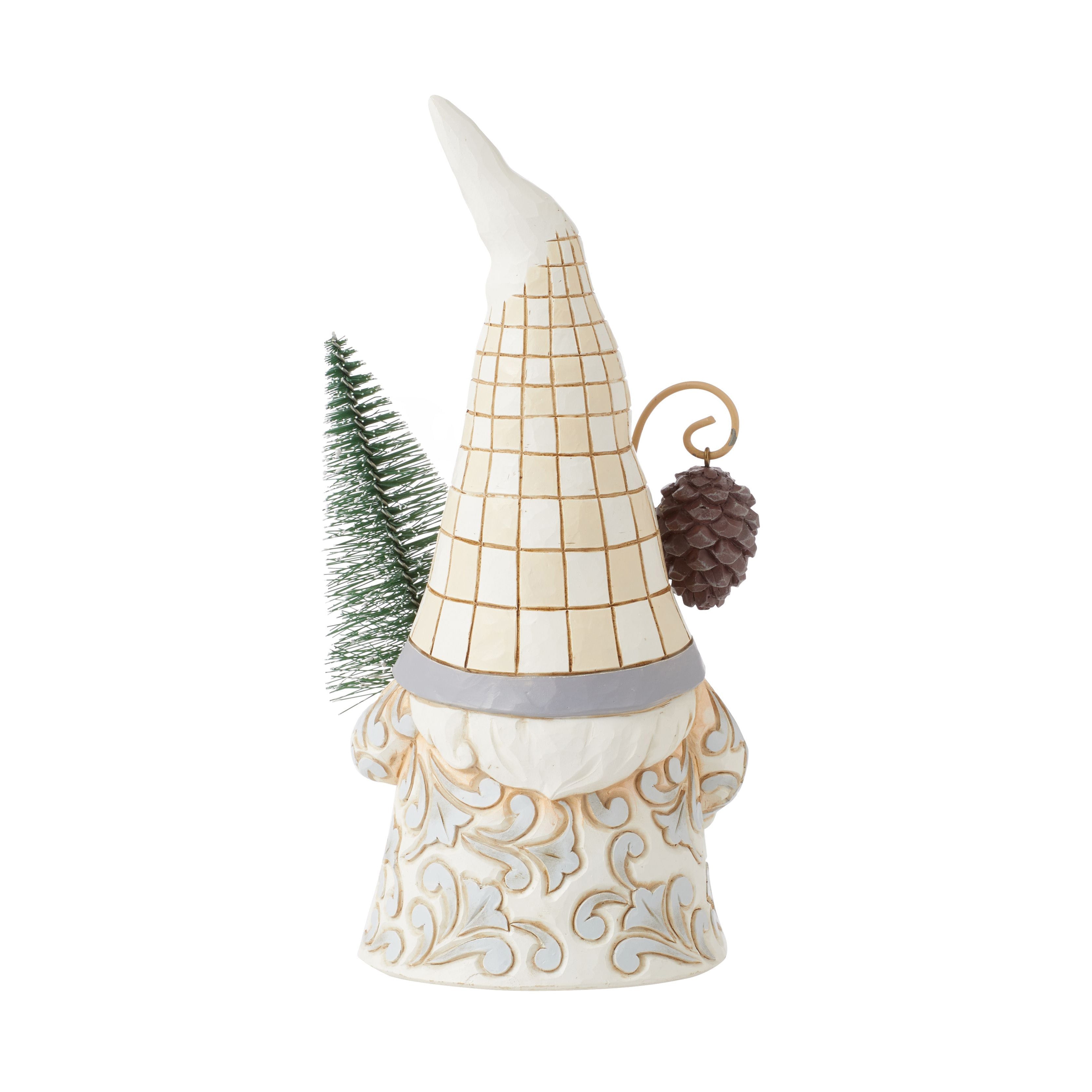 Perfect Pinecone White Woodland Gnome with Tree