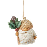 White Woodland Dated Gnome with Acorn Hat Ornament