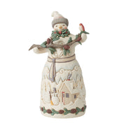 Winter in the Woodlands White Woodland Snowman with Pine Garland