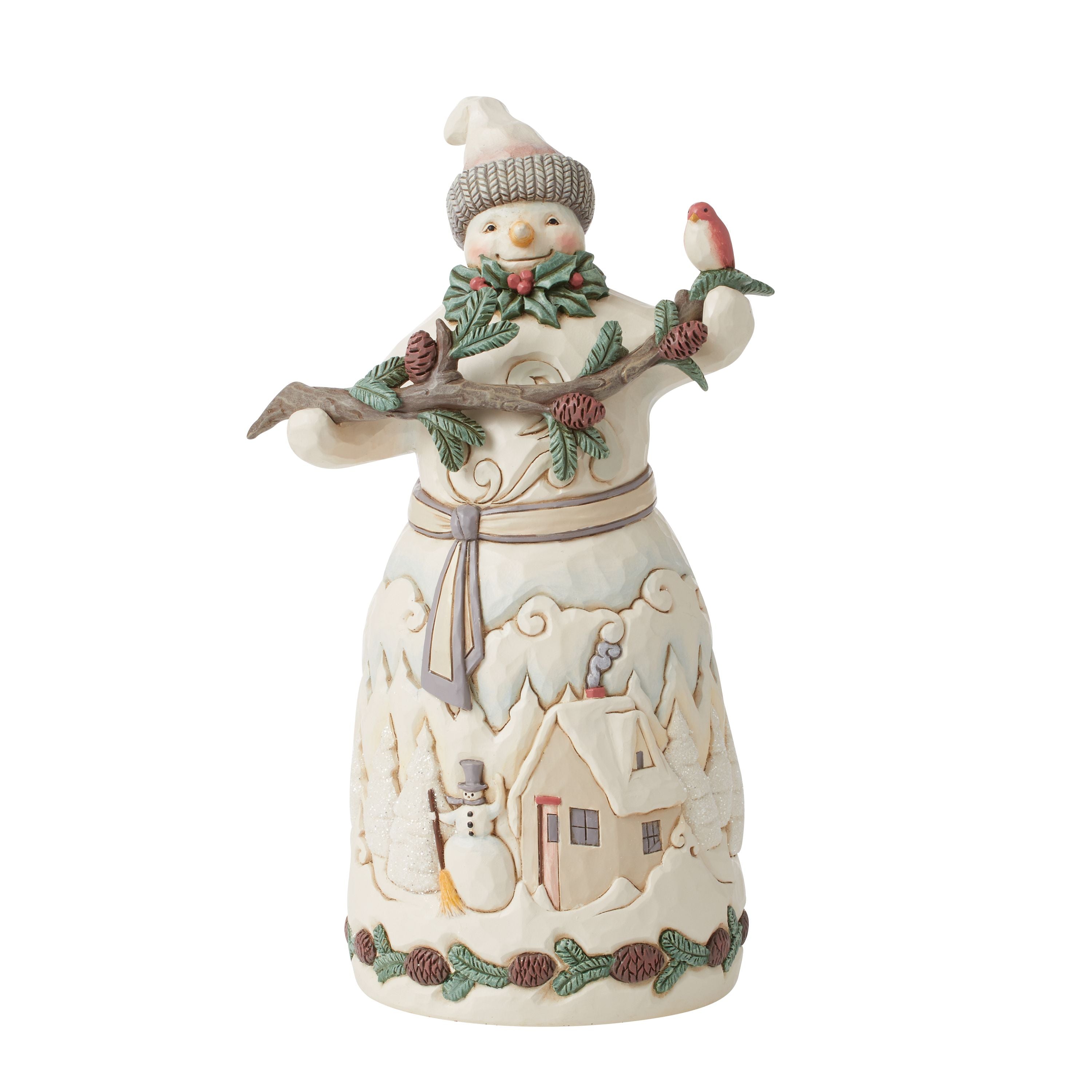 Winter in the Woodlands White Woodland Snowman with Pine Garland