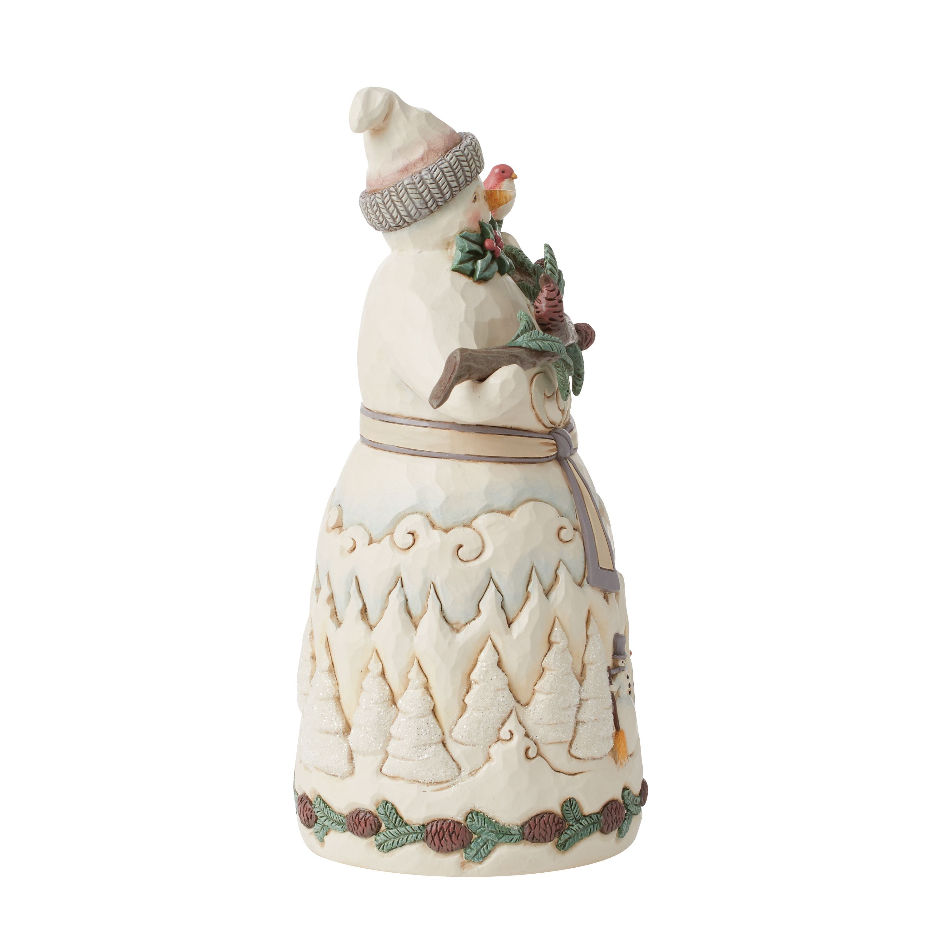 Winter in the Woodlands White Woodland Snowman with Pine Garland
