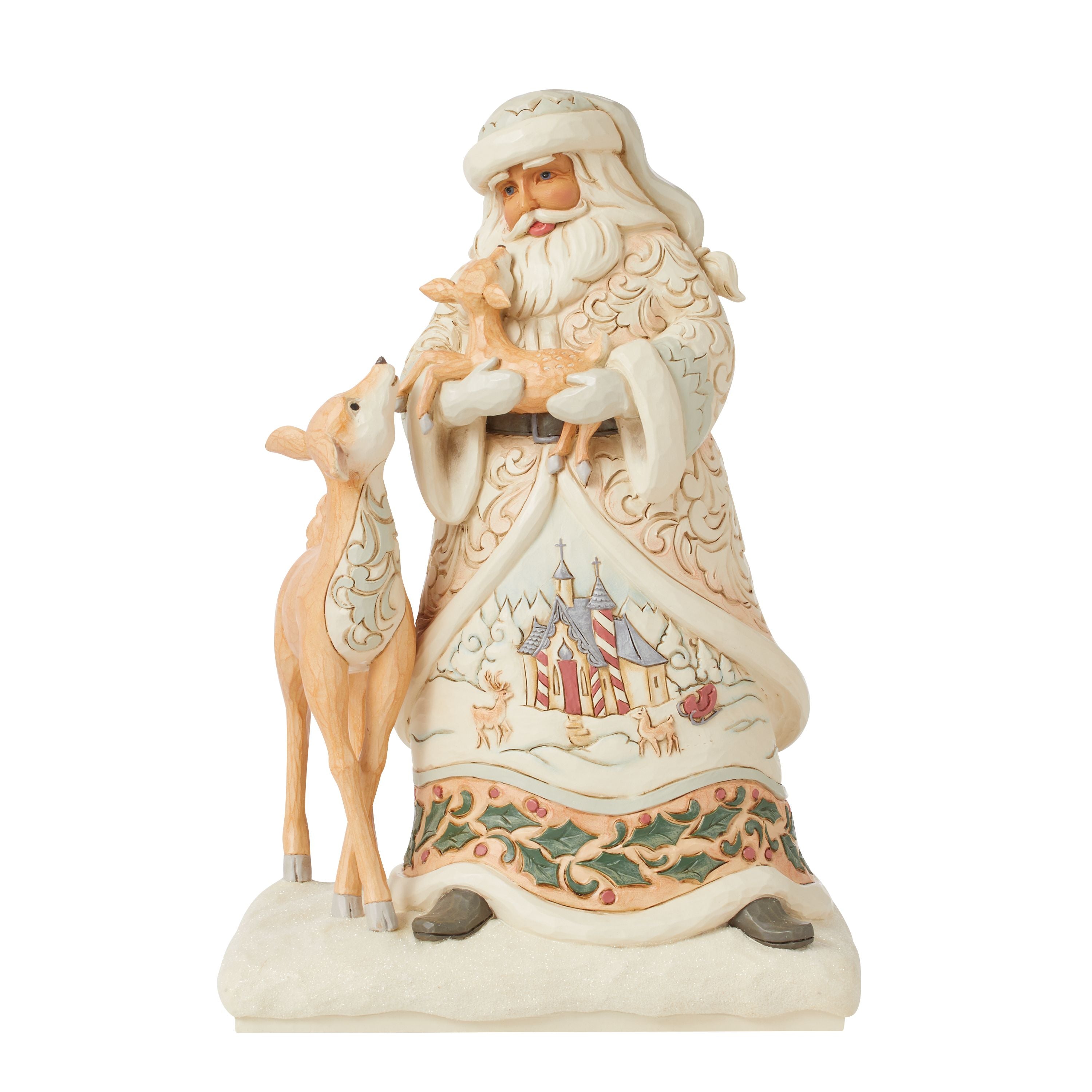 Believe in Kindness White Woodland Santa Holding Fawn