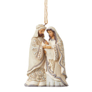 White Woodland Holy Family Ornament