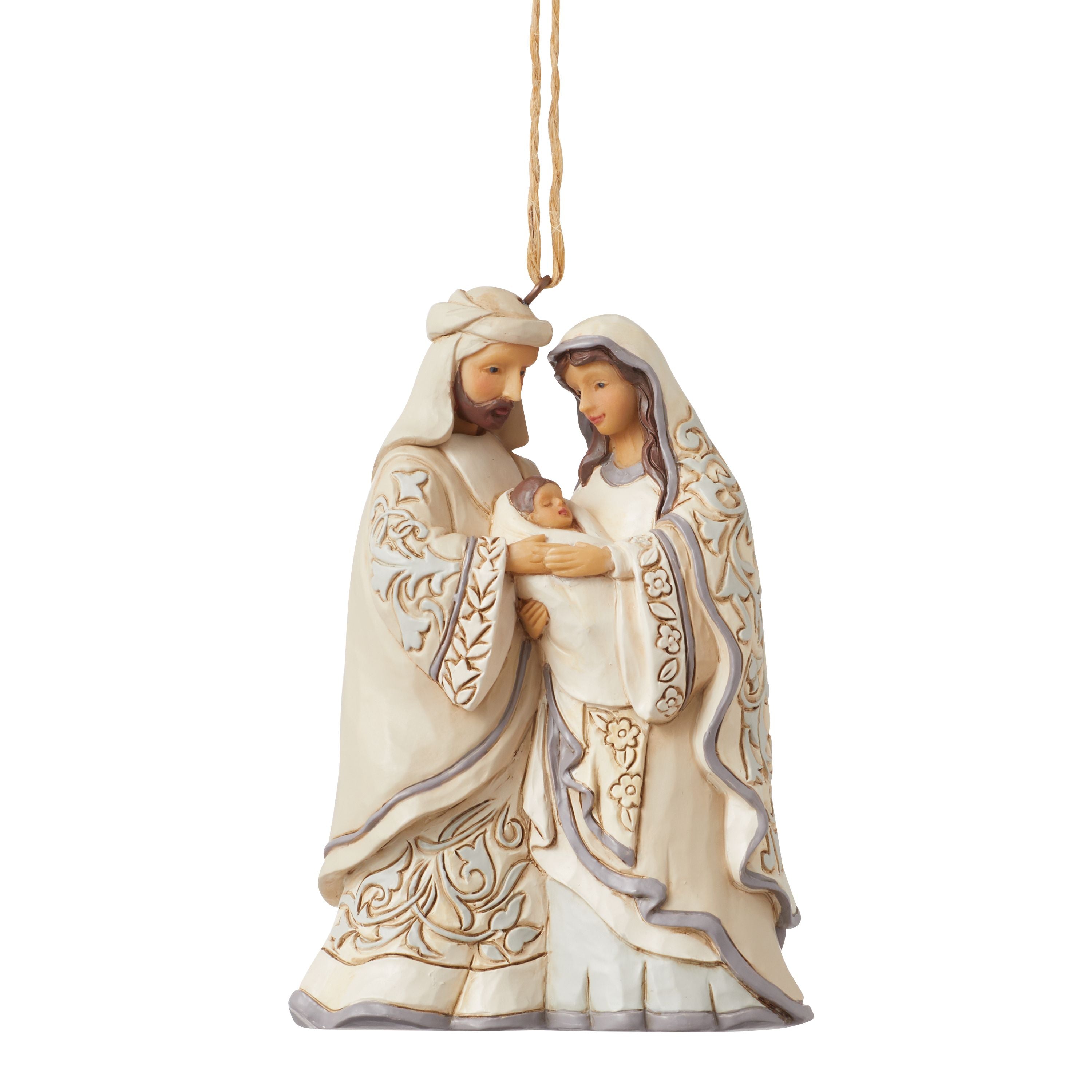 White Woodland Holy Family Ornament