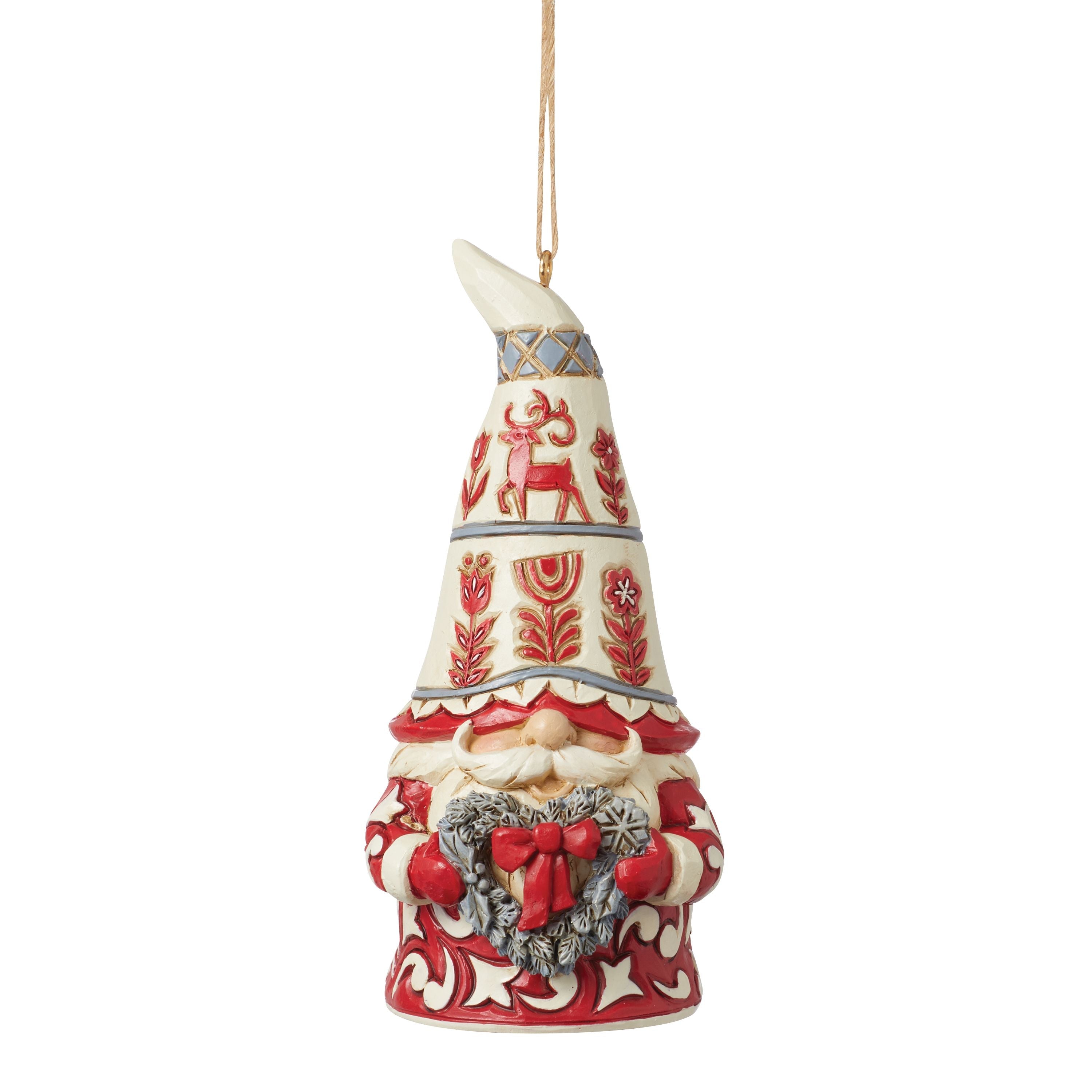 Nordic Noel Gnome with Heart Wreath Ornament