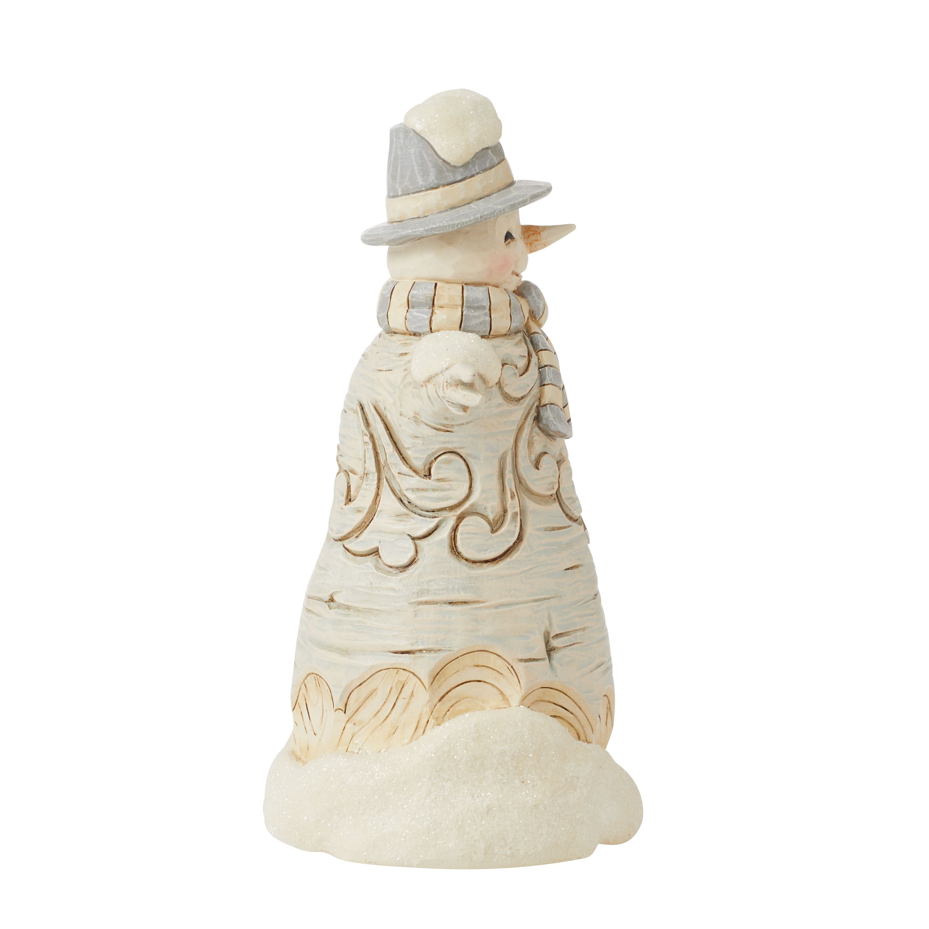 Forest Flurries White Woodland Carved Snowman with Hat
