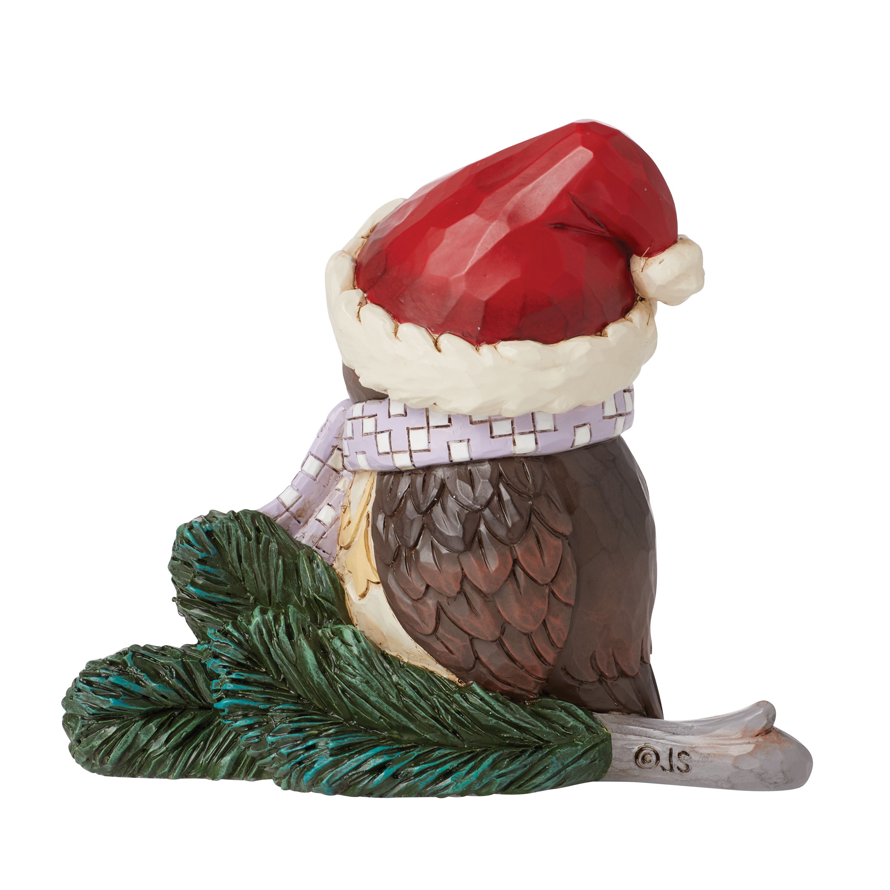 Owl Wearing Santa Hat and Scarf