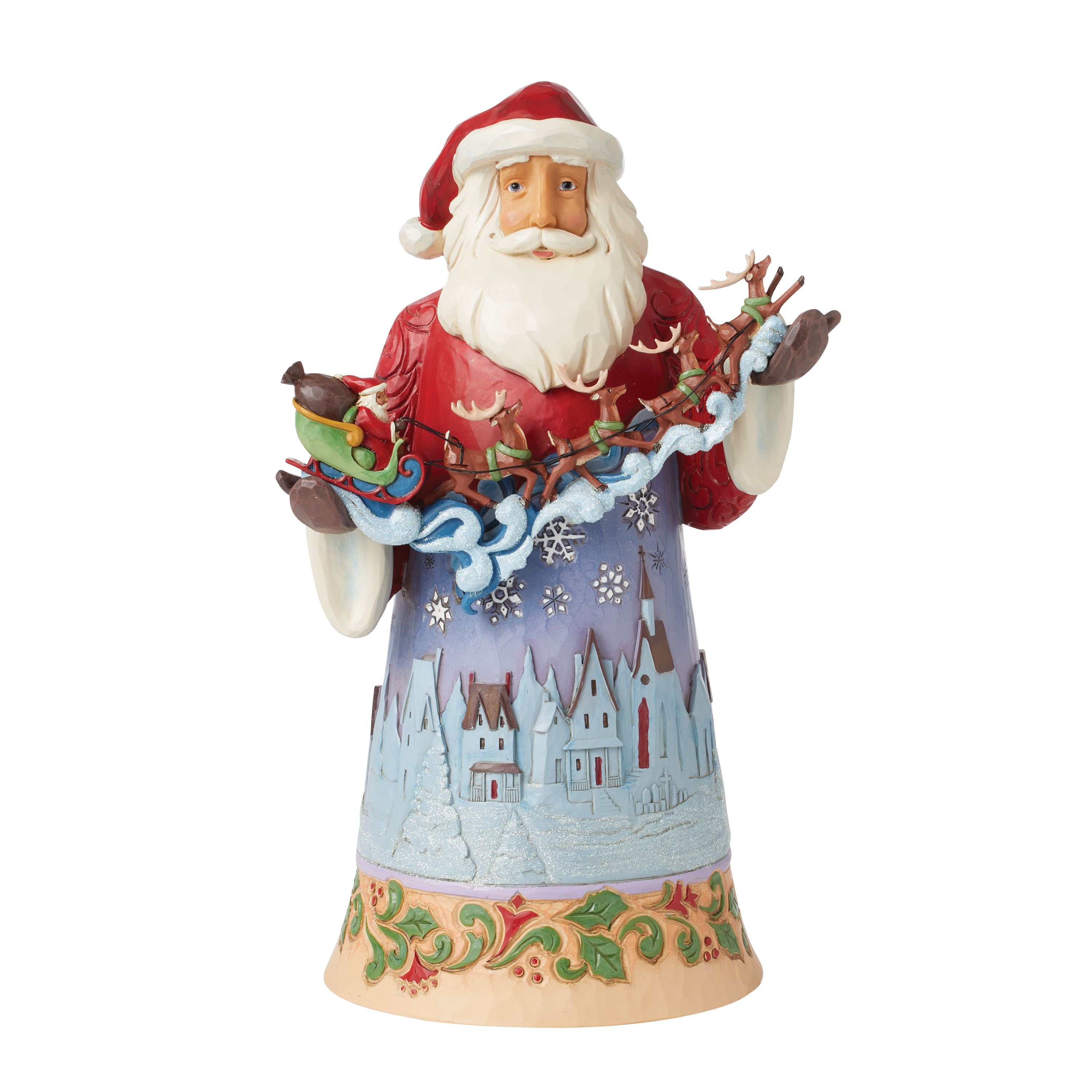 Midnight Christmas Sky Santa with Sleigh Over the Night Sky