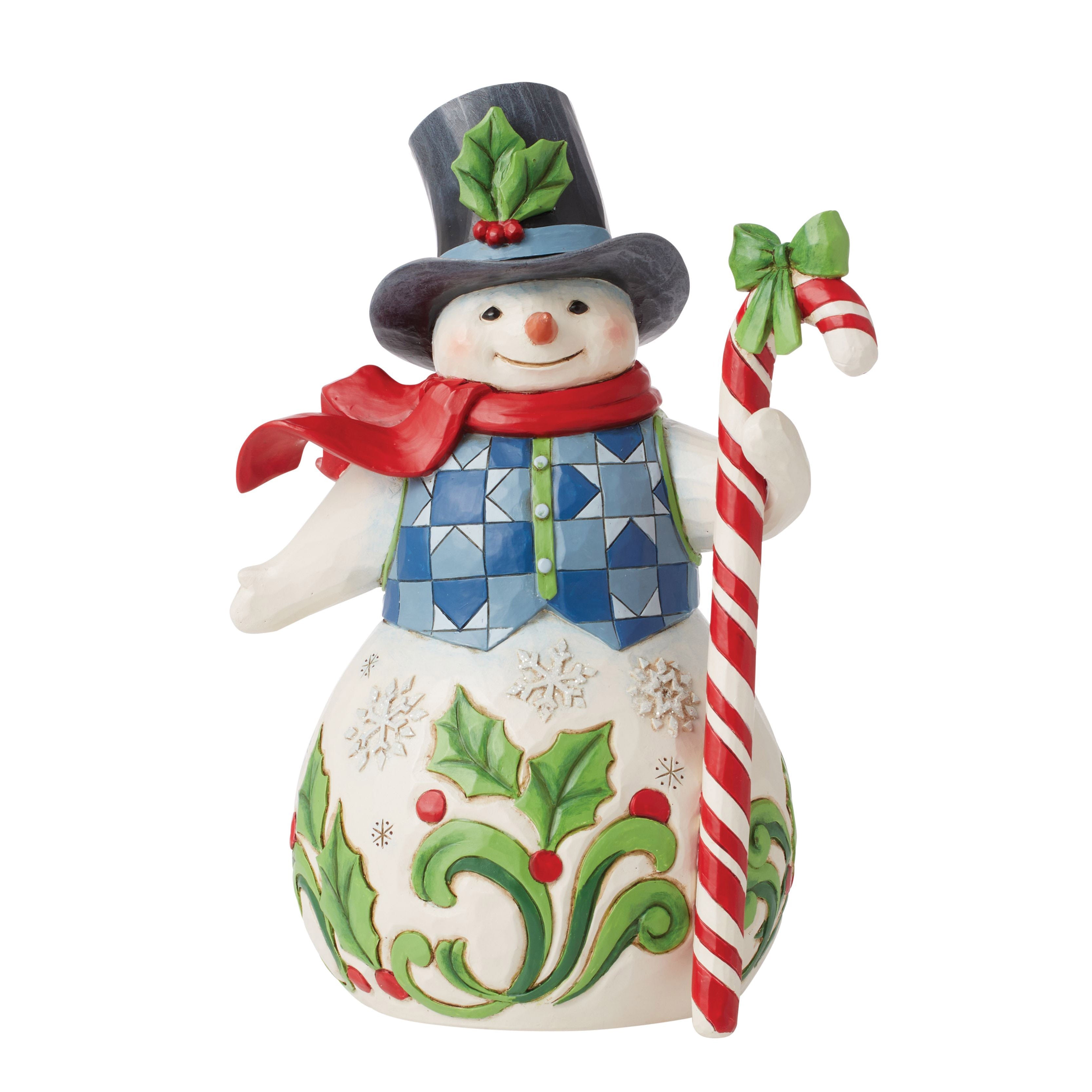 Sweet Christmas Wishes Snowman with Candy Cane for Hallmark