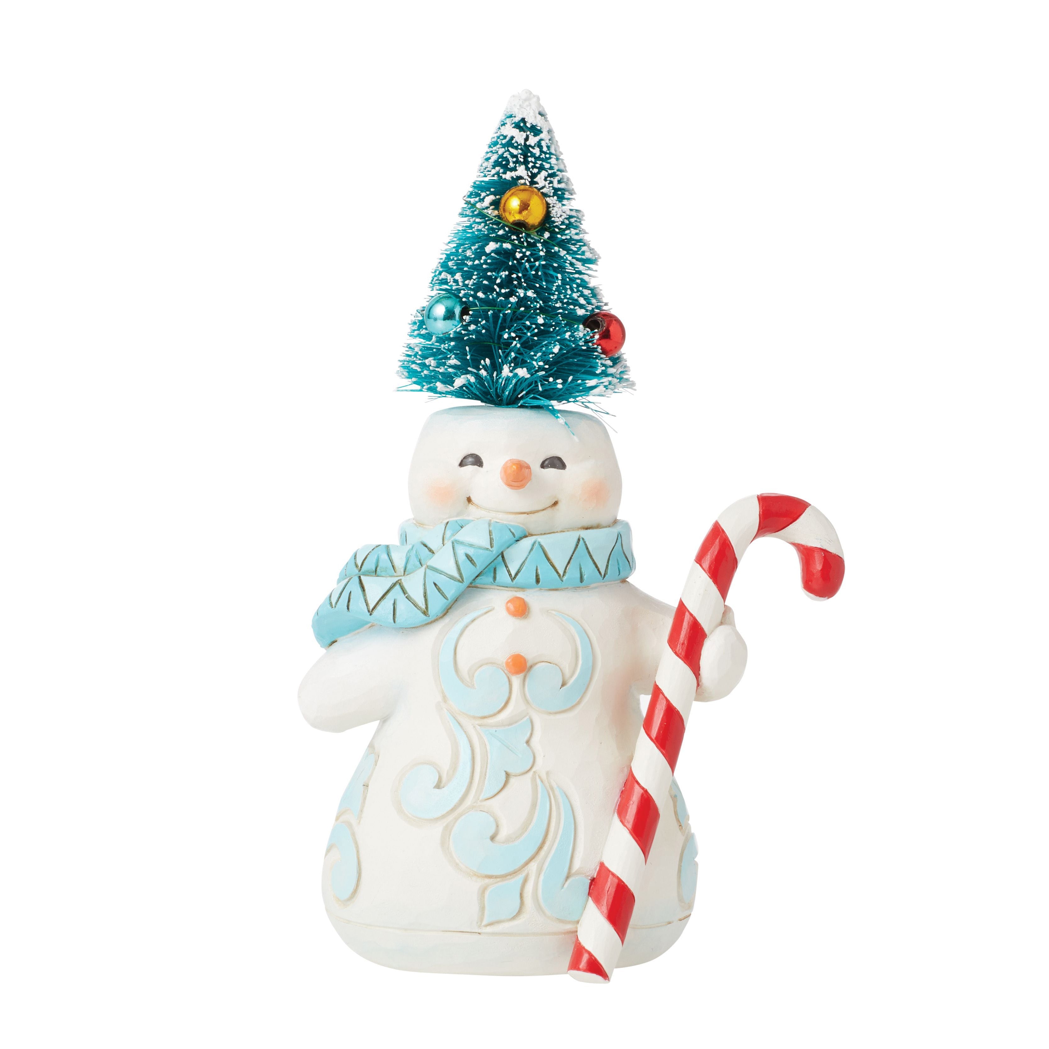 Candy Cane Crush Pint Sized Snowman with Sisal Tree Hat and Candy Cane