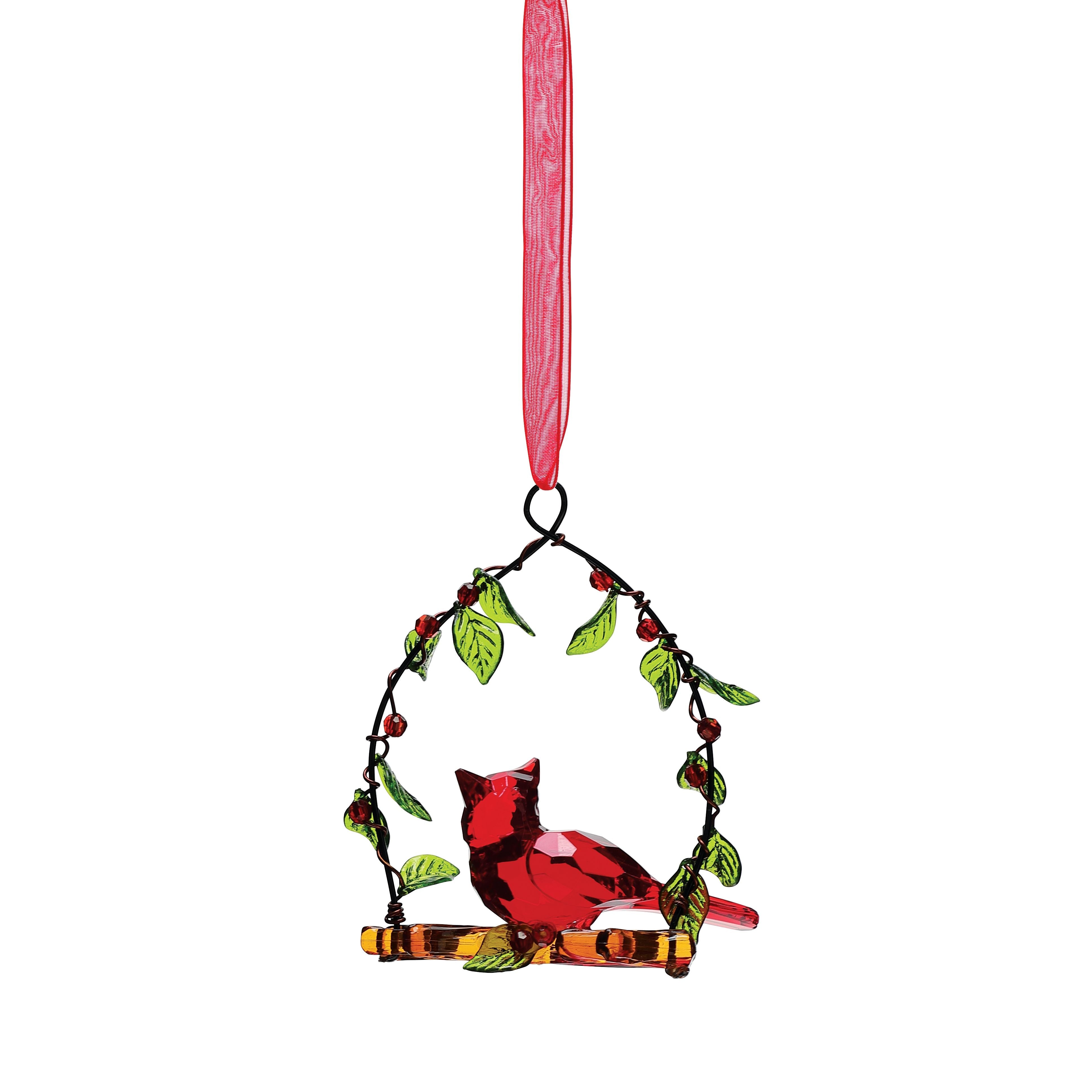 Facets Cardinal On The Swing Ornament
