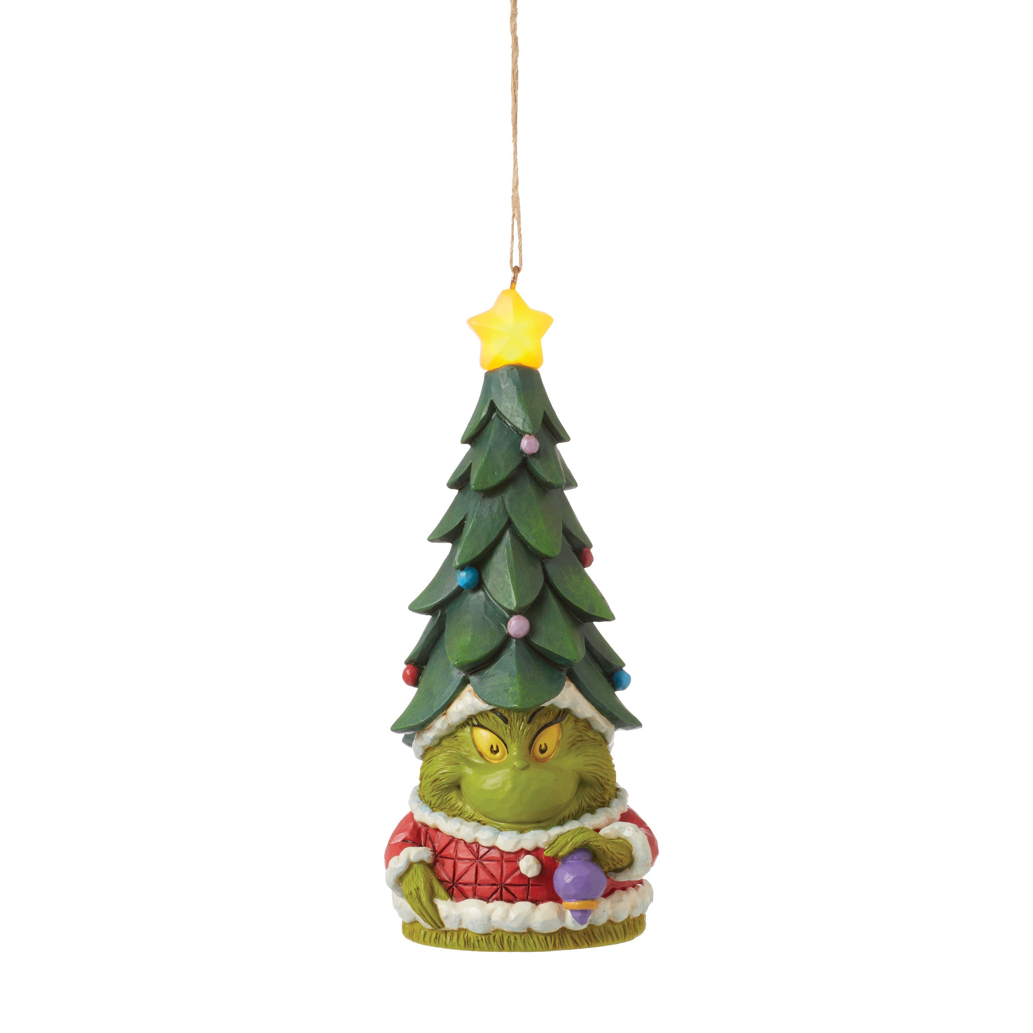 Grinch Gnome with Tree Hat and Lit Star