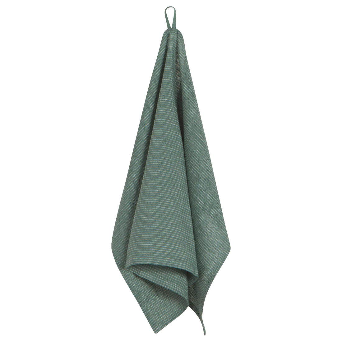 Pinstripe Linen Dishtowel Jade Green