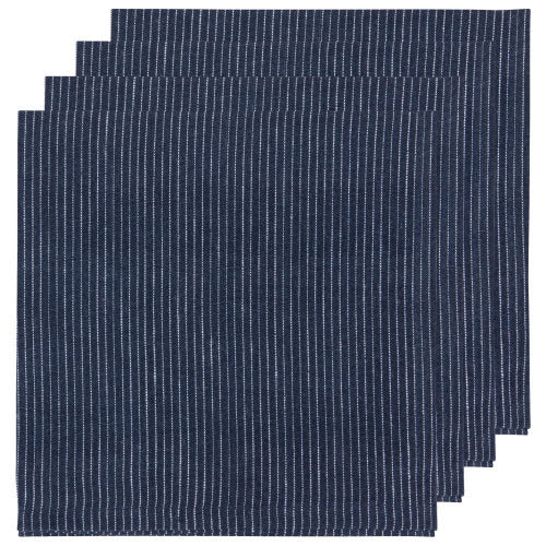 Pinstripe Linen Napkins Midnight Set of 4