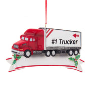#1 Trucker Resin Ornament 2.37"
