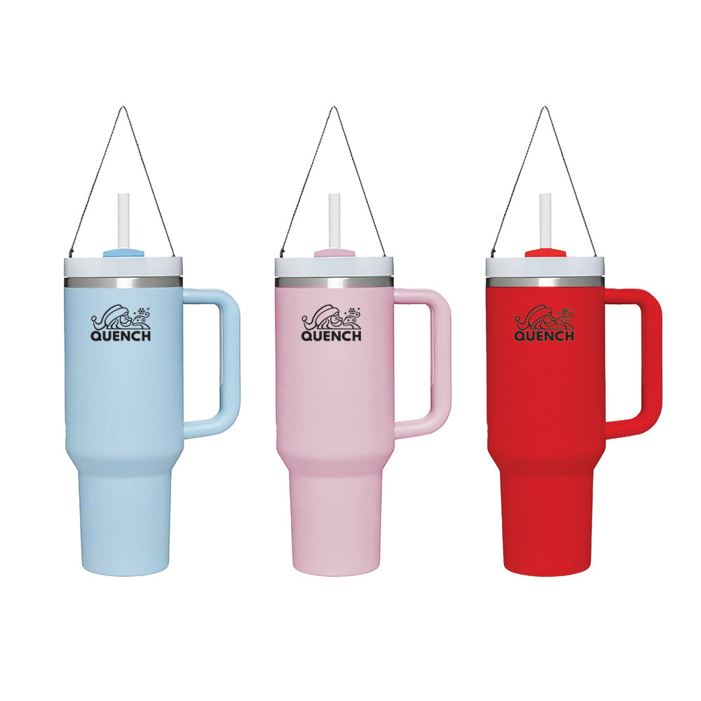 Water Tumbler with Straw Resin Ornament 5" Set of 3