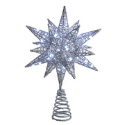 Pre-Lit LED Silver Starburst Tree Topper 11"