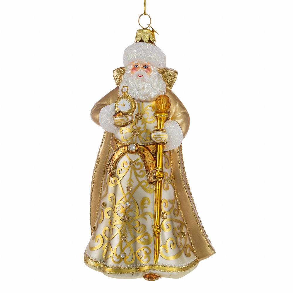 Bellissimo Elegant Gold Santa Ornament 7"