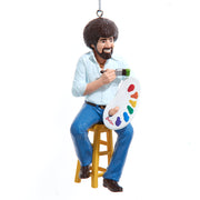 Bob Ross On Stool Painting Ornament 4"