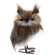Brown Standing Furry Owl Ornament 7.25"