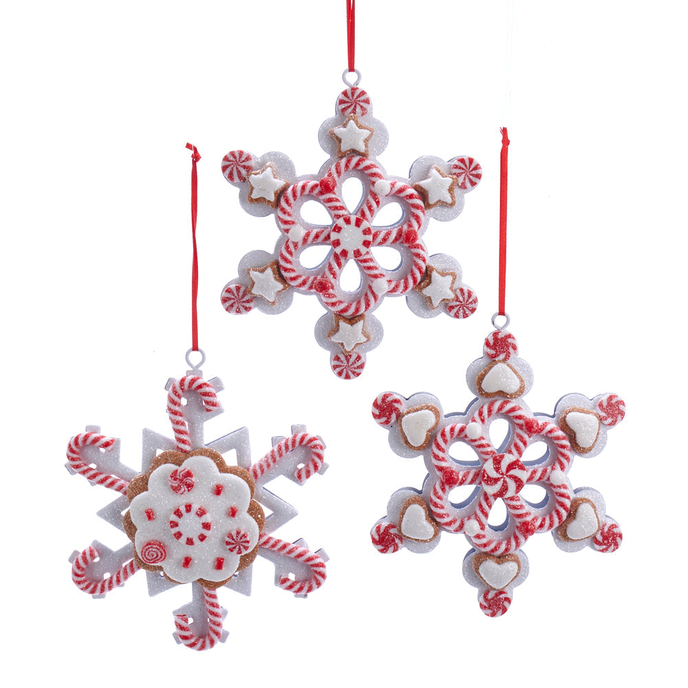 Claydough Peppermint Snowflake 5.25" Set of 3