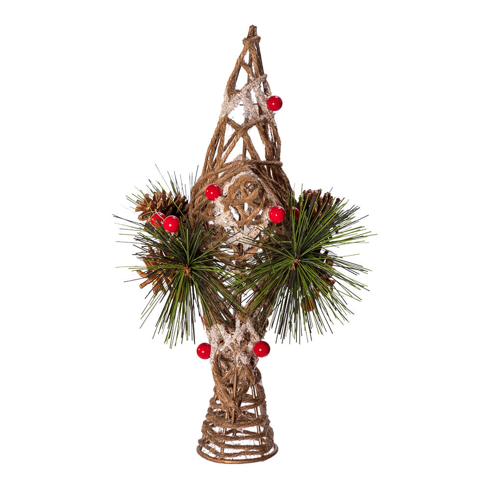 Natural Star with Pinecones Tree Topper 11"