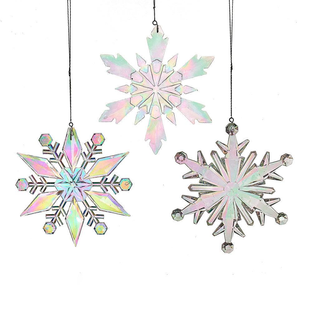 Opalescent Snowflake Ornament 9.5" Set of 3