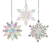 Opalescent Snowflake Ornament 9.5" Set of 3