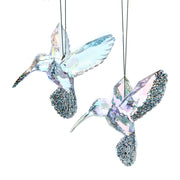 Acrylic Glittered Opalescent Hummingbird Ornament 3.75" Set of 2