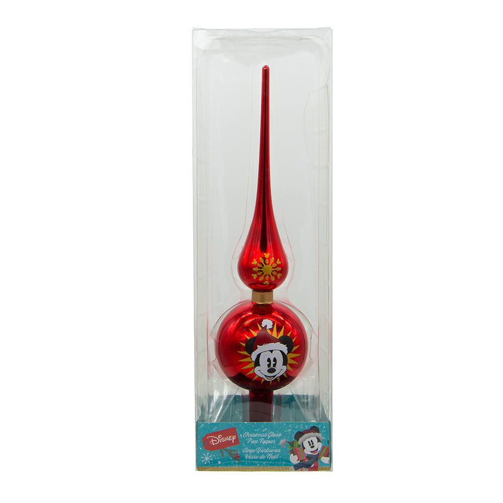 Disney Red Glass Mickey Mouse Finial Tree Topper 12"