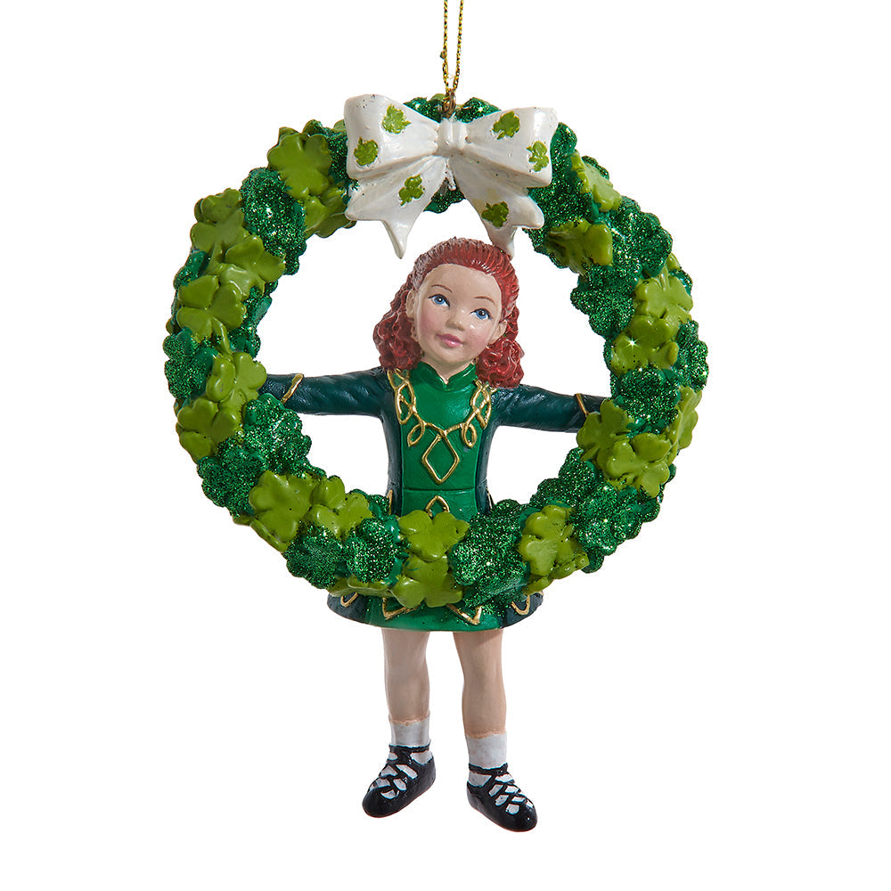 Irish Girl with Wreath Ornament 5"