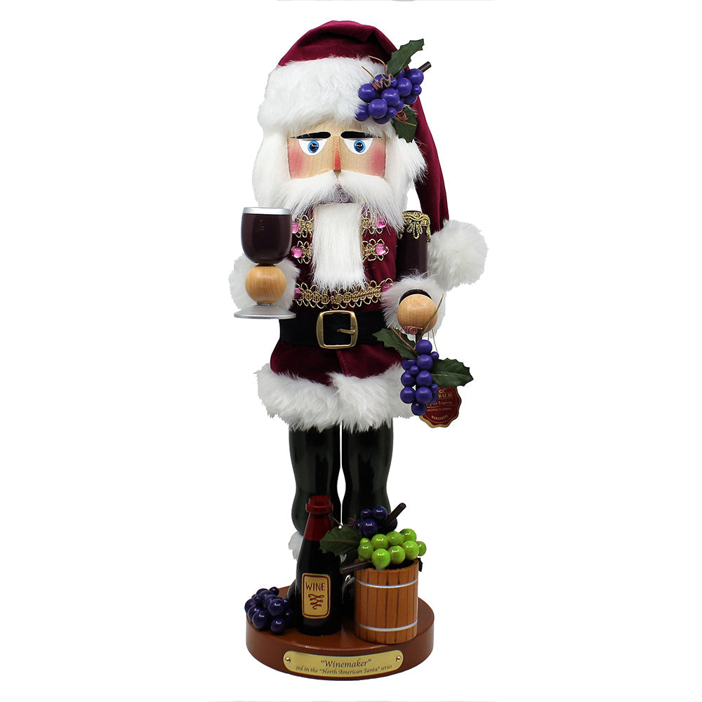 Wine Maker Santa Nutcracker 18.25"