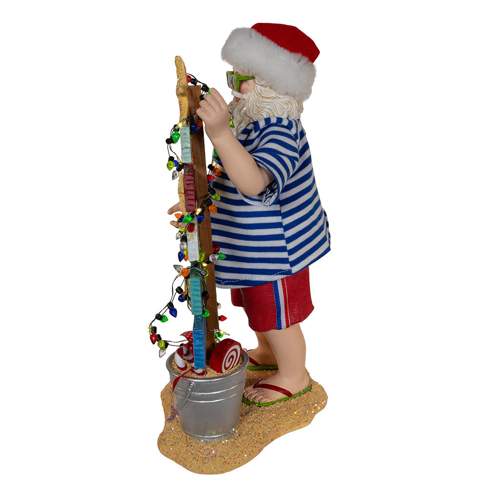 Fabriche Beach Santa with Lighted Sign 10.5"
