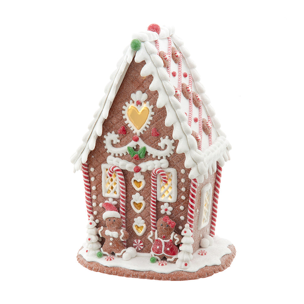 Claydough Led Gingerbread House with Heart Window 7.875"