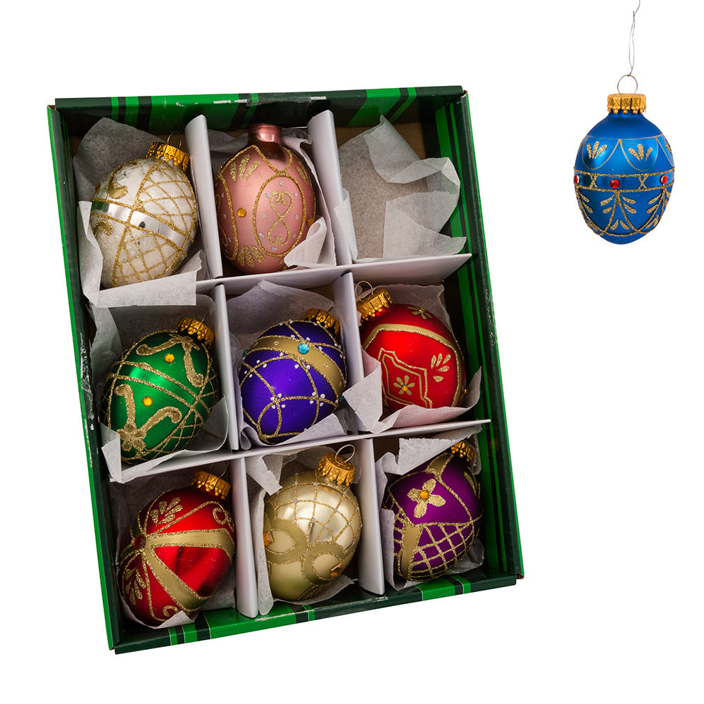 Faberge Decorative Egg Ornaments 45mm Set of 9